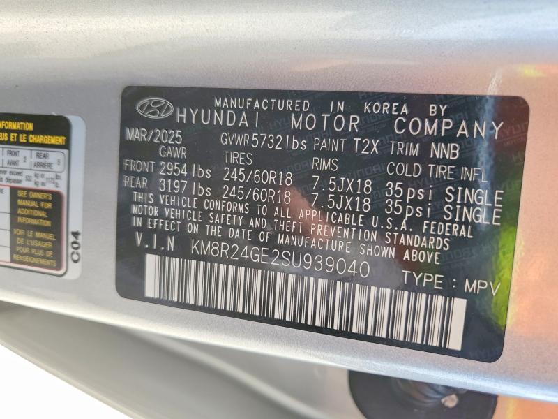 53435676 :رقم المزاد ، KM8R24GE2SU939040 vin ، 2025 Hyundai Palisade مزاد بيع