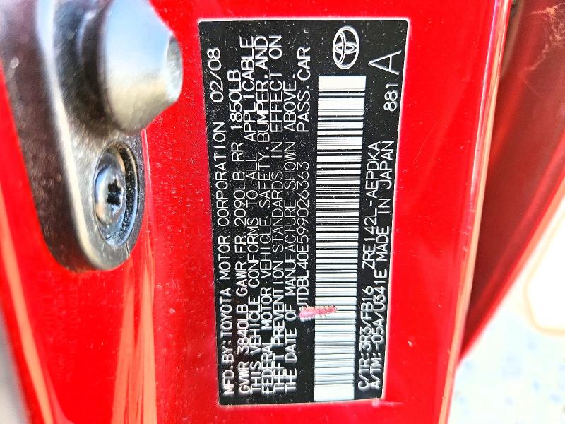 55230066 :رقم المزاد ، JTDBL40E599026363 vin ، 2009 Toyota Corolla مزاد بيع