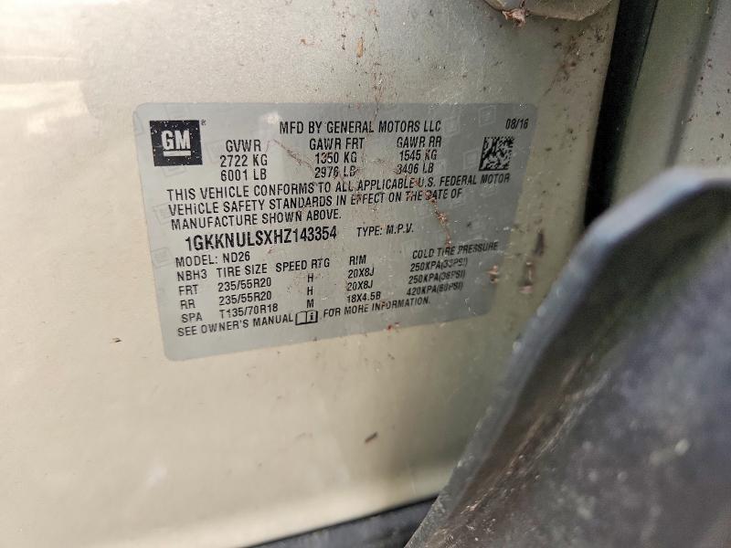 2017 Gmc Acadia მანქანა იყიდება აუქციონზე, vin: 1GKKNULSXHZ143354, აუქციონის ნომერი: 52520286