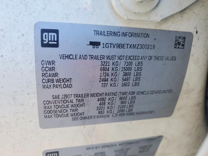 Продаж на аукціоні авто 2021 Gmc Sierra, vin: 1GTV9BETXMZ300219, номер лоту: 53023276