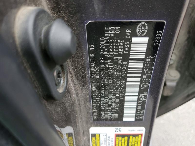 Продажа на аукционе авто 2020 Toyota Camry Hybrid, vin: 4T1J31AK4LU534368, номер лота: 52545166