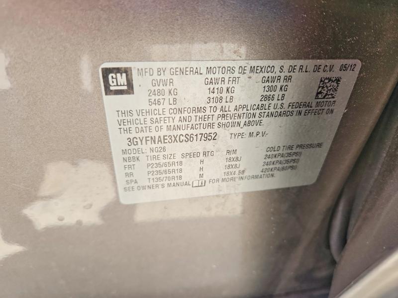 Aukcja sprzedaży 2012 Cadillac Srx, vin: 3GYFNAE3XCS617952, numer aukcji: 53788376