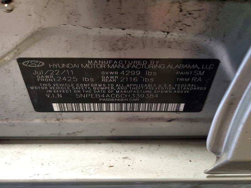 Aukcja sprzedaży 2012 Hyundai Sonata, vin: 5NPEB4AC6CH339384, numer aukcji: 54589156