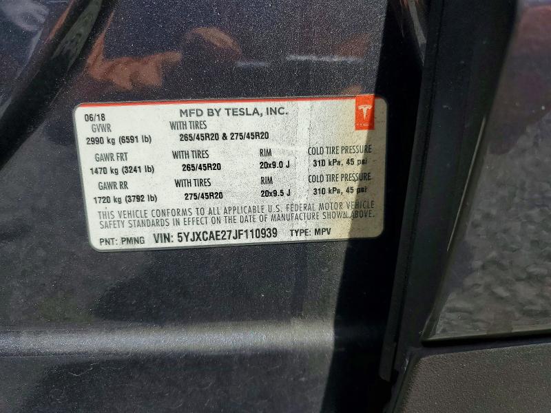 Aukcja sprzedaży 2018 Tesla Model X, vin: 5YJXCAE27JF110939, numer aukcji: 53521946