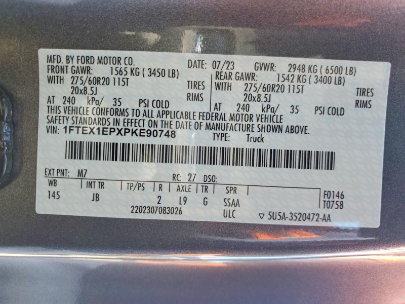 Продаж на аукціоні авто 2023 Ford F150, vin: 1FTEX1EPXPKE90748, номер лоту: 52011116