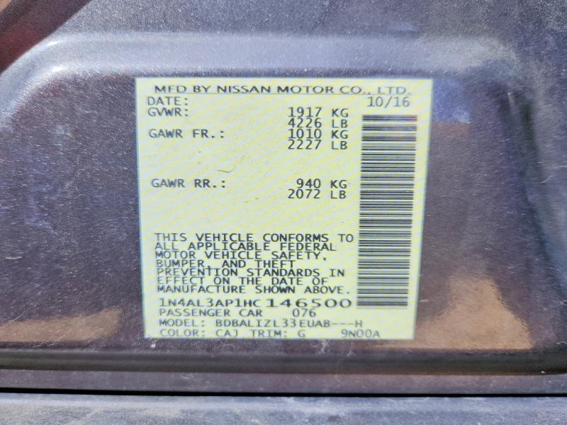 Aukcja sprzedaży 2017 Nissan Altima, vin: 1N4AL3AP1HC146500, numer aukcji: 54012116