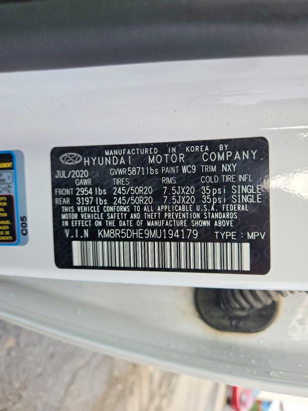 Aukcja sprzedaży 2021 Hyundai Palisade, vin: KM8R5DHE9MU194179, numer aukcji: 53725006