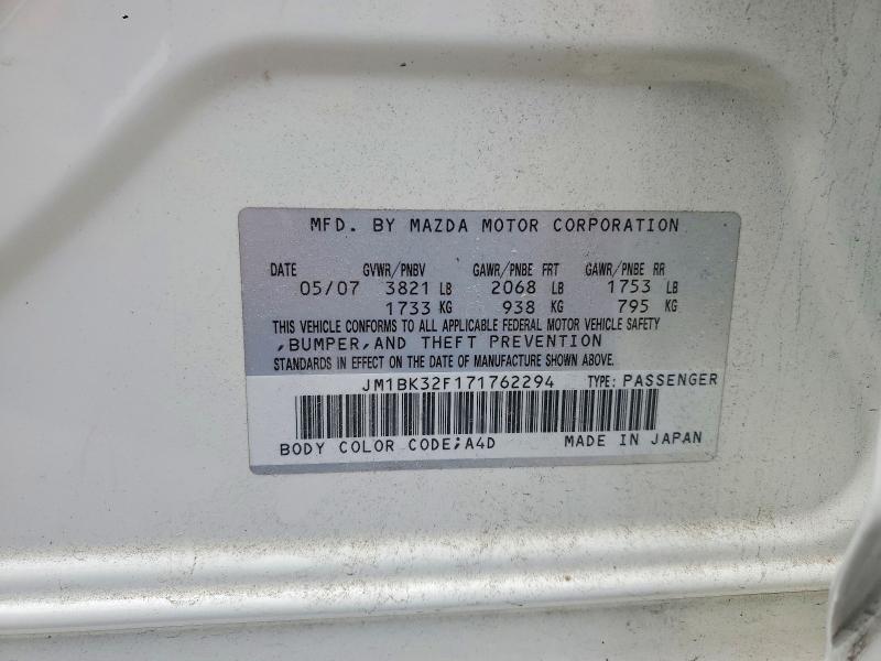 Продажа на аукционе авто 2007 Mazda 3, vin: JM1BK32F171762294, номер лота: 54168926