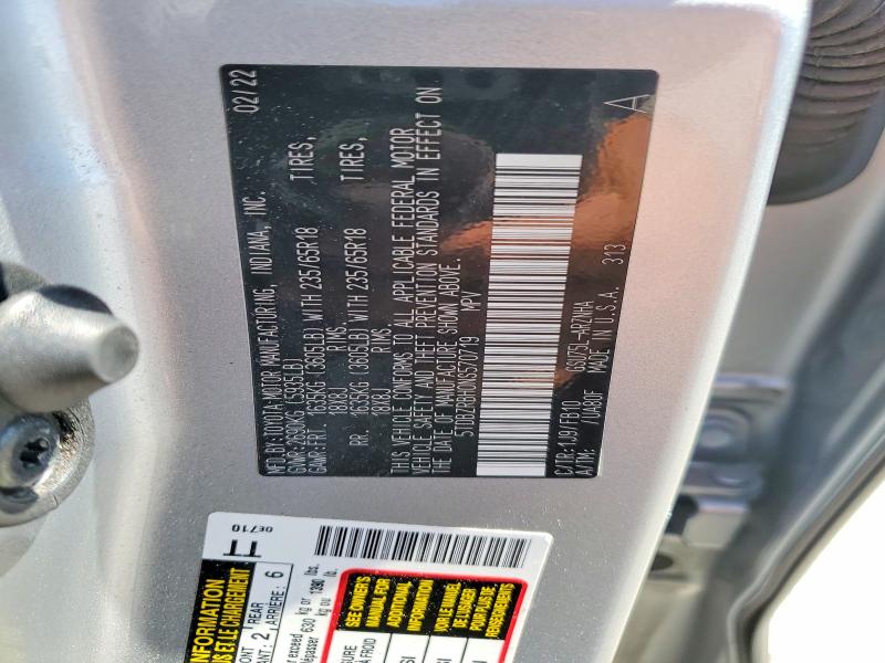 2022 Toyota Highlander მანქანა იყიდება აუქციონზე, vin: 5TDBZRBH0NS570719, აუქციონის ნომერი: 53577956