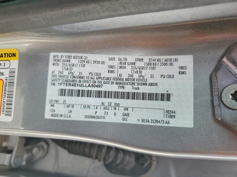 Продажа на аукционе авто 2020 Ford Ranger, vin: 1FTER4EH2LLA50497, номер лота: 51352576