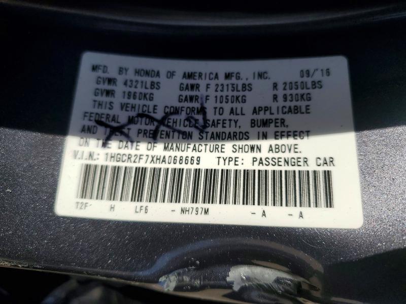 Aukcja sprzedaży 2017 Honda Accord, vin: 1HGCR2F7XHA068669, numer aukcji: 54322536