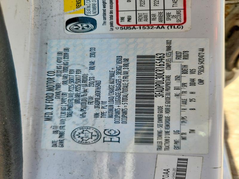 Продажа на аукционе авто 2012 Ford Fusion, vin: 3FADP0L30CR165463, номер лота: 54791886