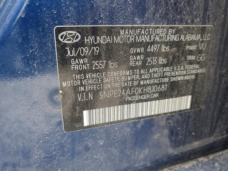 Продажа на аукционе авто 2019 Hyundai Sonata, vin: 5NPE24AF0KH810681, номер лота: 52503776