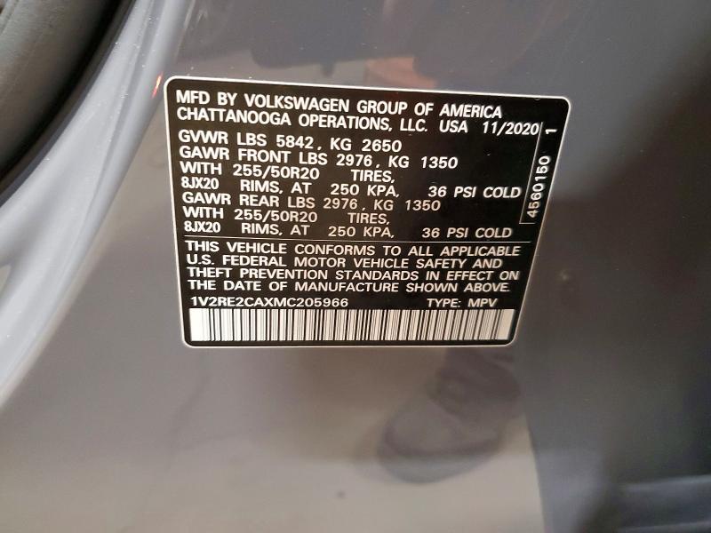 2021 Volkswagen Atlas Cross Sport მანქანა იყიდება აუქციონზე, vin: 1V2RE2CAXMC205966, აუქციონის ნომერი: 53706266