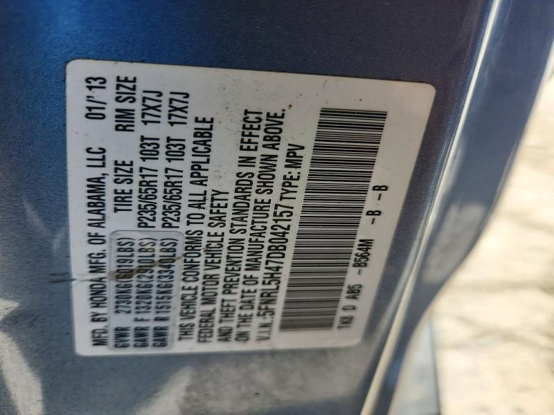 Auction sale of the 2013 Honda Odyssey, vin: 5FNRL5H47DB042157, lot number: 52437296