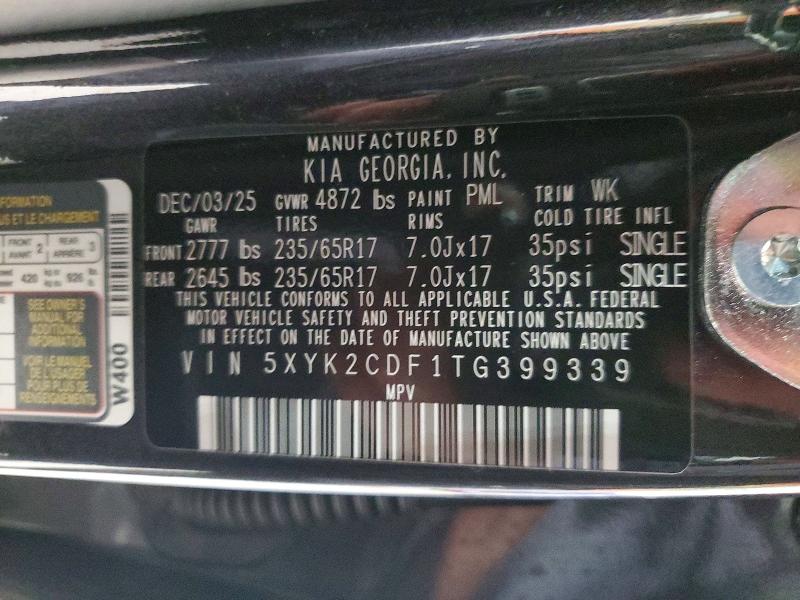 Aukcja sprzedaży 2026 Kia Sportage, vin: 5XYK2CDF1TG399339, numer aukcji: 52183696