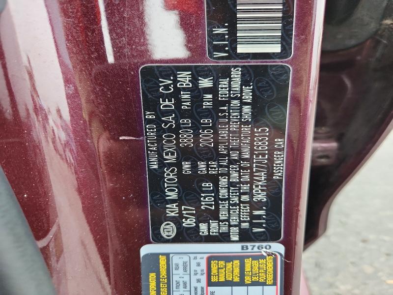 Aukcja sprzedaży 2018 Kia Forte, vin: 3KPFK4A77JE168315, numer aukcji: 54706776
