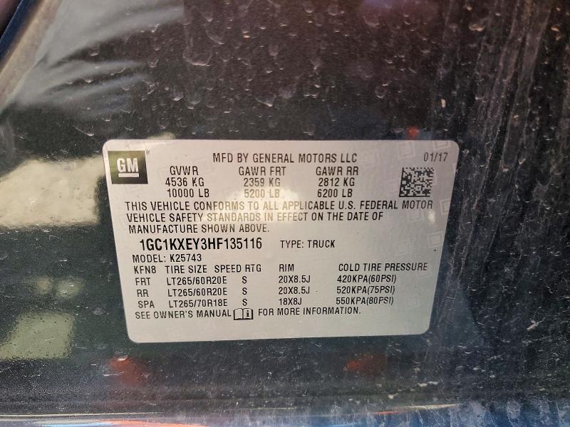 Продажа на аукционе авто 2017 Chevrolet Silverado, vin: 1GC1KXEY3HF135116, номер лота: 53432286