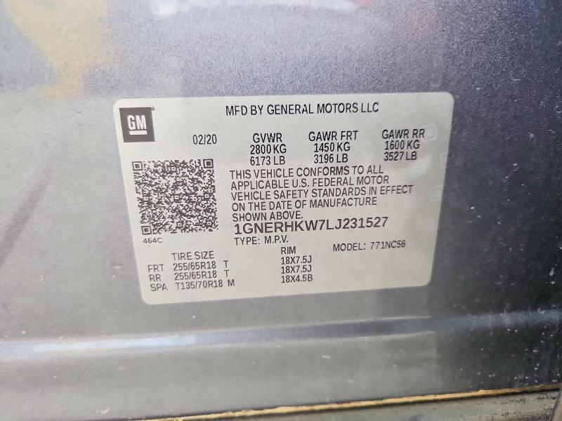 Продаж на аукціоні авто 2020 Chevrolet Traverse, vin: 1GNERHKW7LJ231527, номер лоту: 55273226