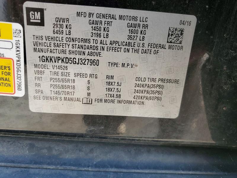 2016 Gmc Acadia მანქანა იყიდება აუქციონზე, vin: 1GKKVPKD5GJ327960, აუქციონის ნომერი: 52504206