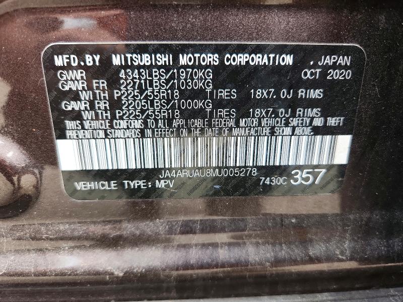 Продаж на аукціоні авто 2021 Mitsubishi Outlander Sport, vin: JA4ARUAU8MU005278, номер лоту: 52698216