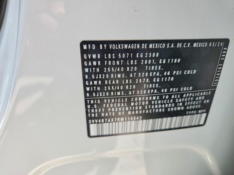 Aukcja sprzedaży 2024 Volkswagen Tiguan, vin: 3VV4B7AX7RM114542, numer aukcji: 54998196