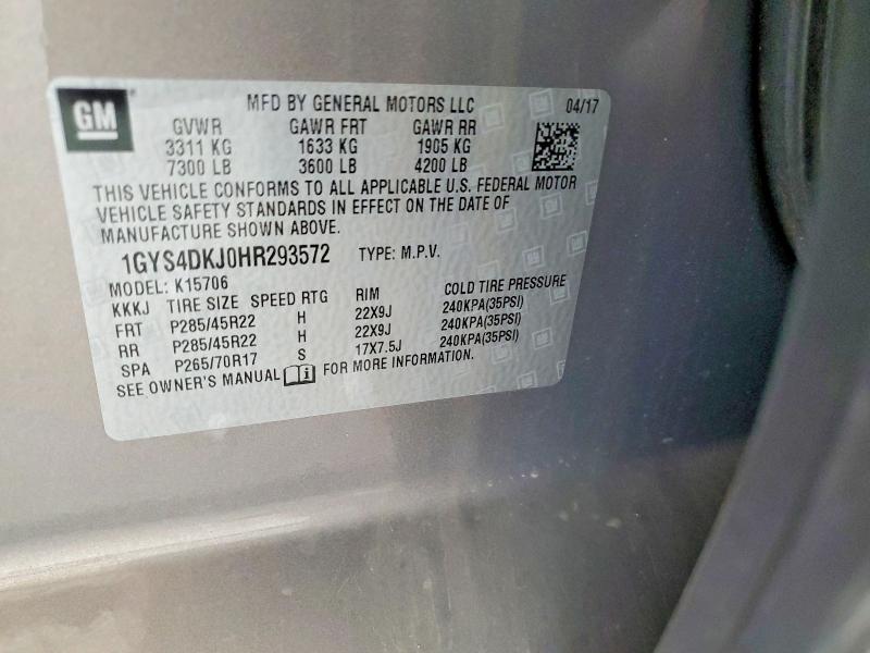 Продажа на аукционе авто 2017 Cadillac Escalade, vin: 1GYS4DKJ0HR293572, номер лота: 53192846