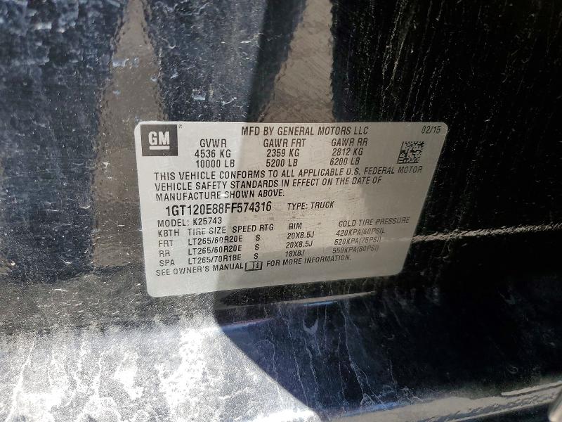 Продажа на аукционе авто 2015 Gmc Sierra, vin: 1GT120E88FF574316, номер лота: 53192776