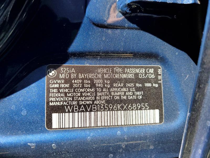 53767956 :رقم المزاد ، WBAVB13596KX68955 vin ، 2006 Bmw 325 مزاد بيع