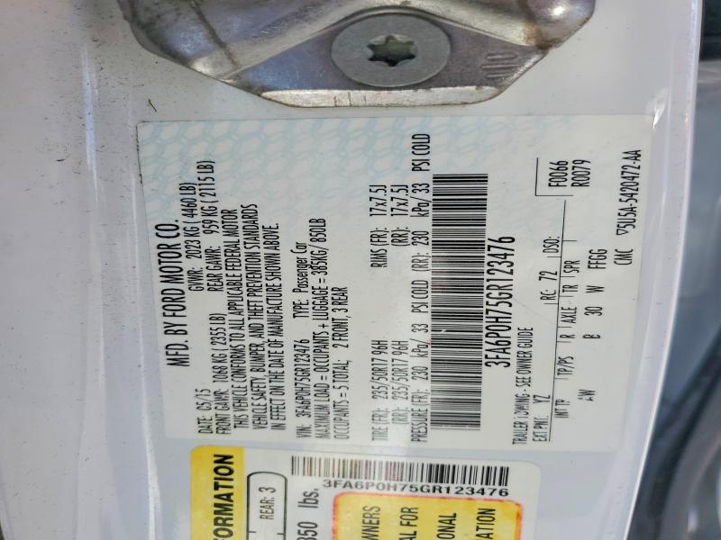 Продажа на аукционе авто 2016 Ford Fusion, vin: 3FA6P0H75GR123476, номер лота: 55375056