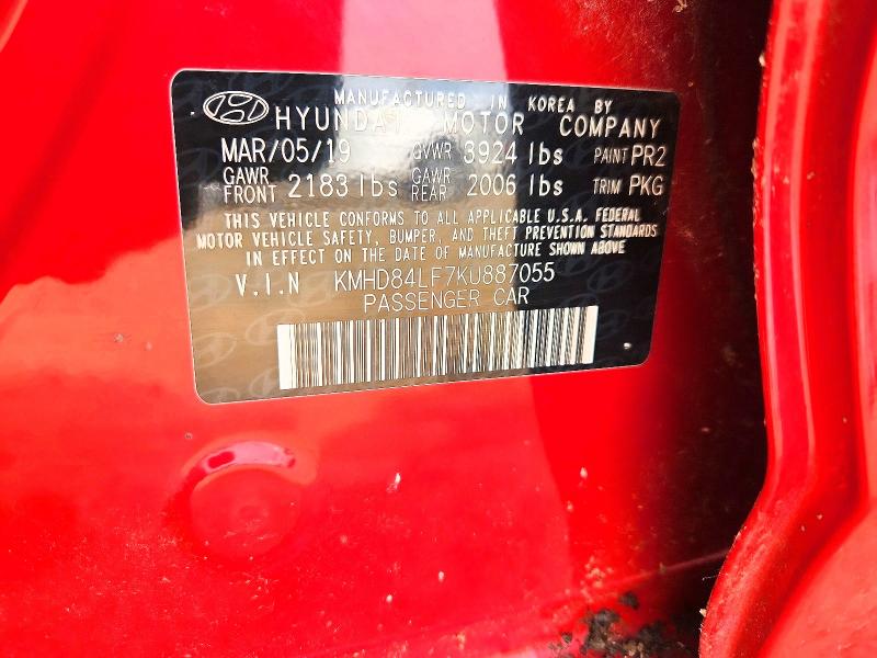 Aukcja sprzedaży 2019 Hyundai Elantra, vin: KMHD84LF7KU887055, numer aukcji: 53927906