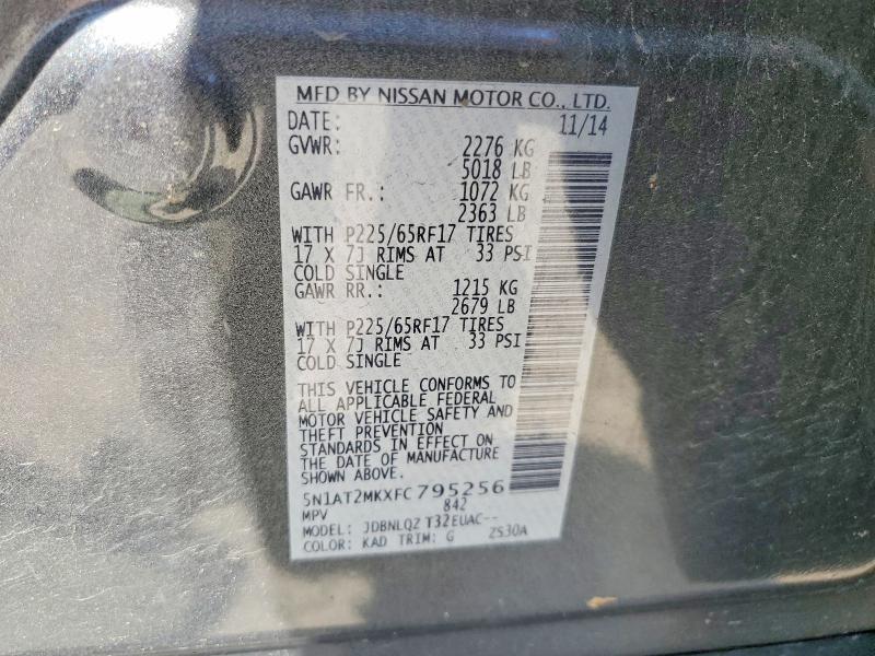 Aukcja sprzedaży 2015 Nissan Rogue, vin: 5N1AT2MKXFC795256, numer aukcji: 55127476