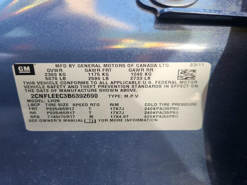 Продажа на аукционе авто 2011 Chevrolet Equinox, vin: 2CNFLEEC3B6392690, номер лота: 55223776