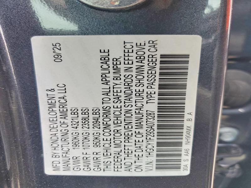 Aukcja sprzedaży 2025 Honda Accord, vin: 1HGCY1F29SA073287, numer aukcji: 53406736