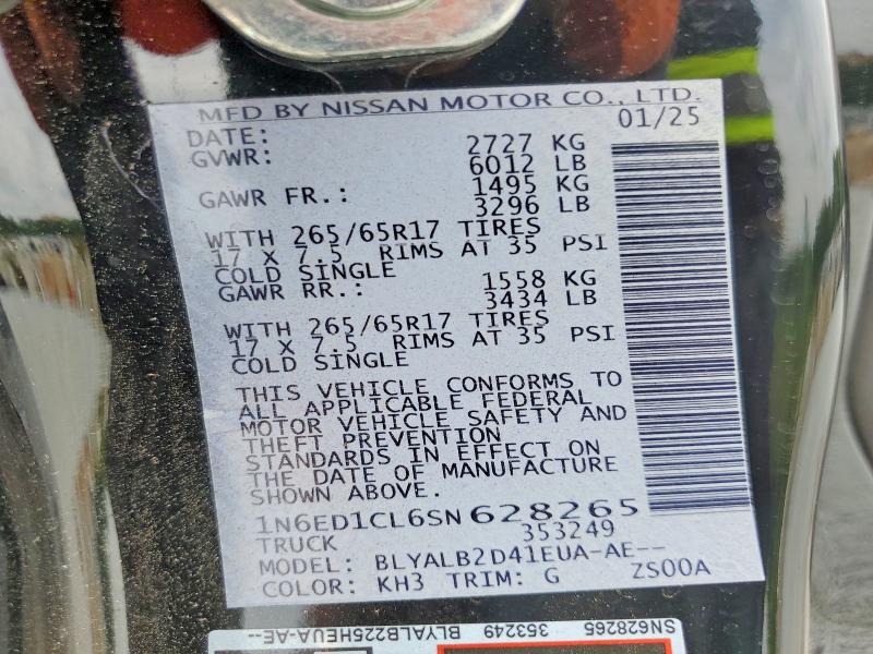 55500306 :رقم المزاد ، 1N6ED1CL6SN628265 vin ، 2025 Nissan Frontier مزاد بيع