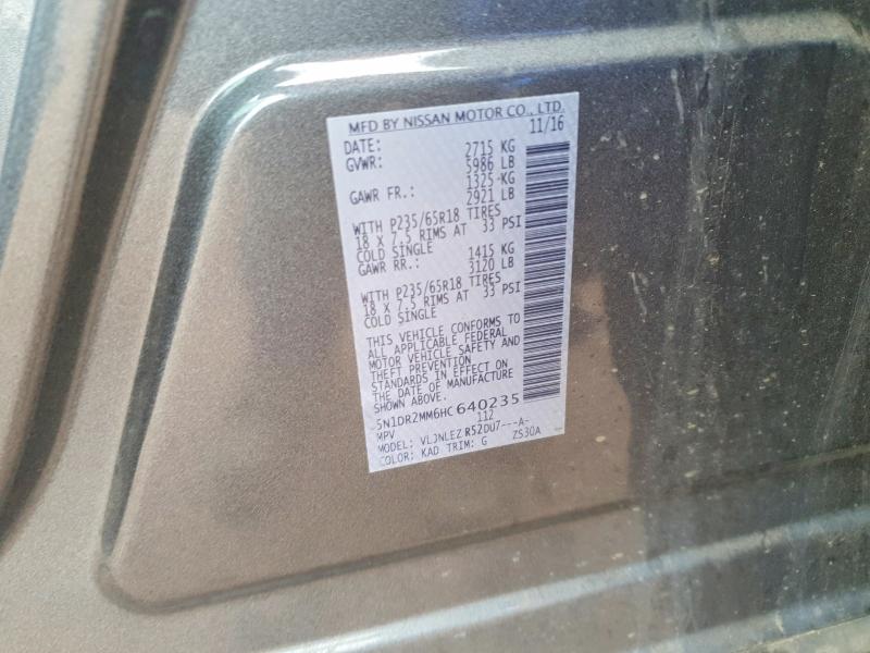 2017 Nissan Pathfinder მანქანა იყიდება აუქციონზე, vin: 5N1DR2MM6HC640235, აუქციონის ნომერი: 54536546