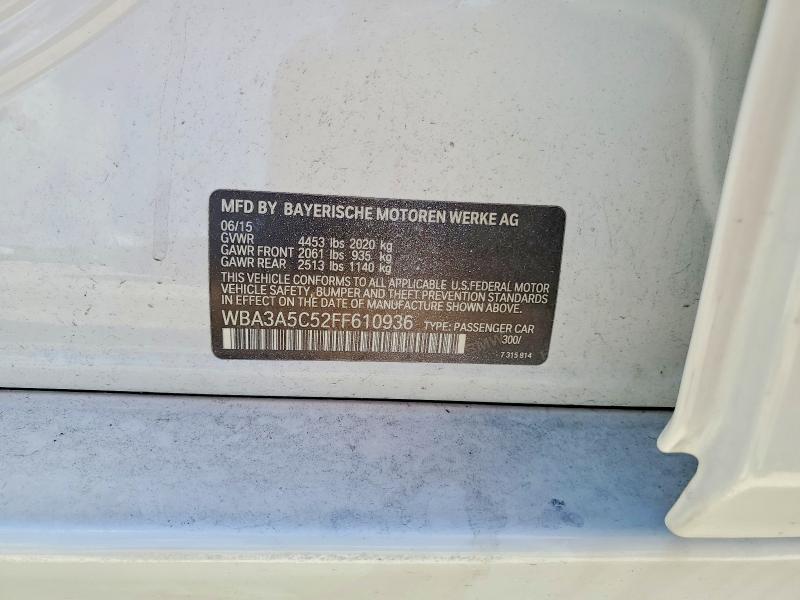 54450526 :رقم المزاد ، WBA3A5C52FF610936 vin ، 2015 Bmw 328 مزاد بيع