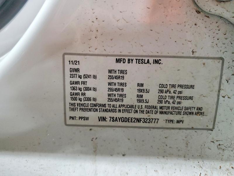 Продаж на аукціоні авто 2022 Tesla Model Y, vin: 7SAYGDEE2NF323777, номер лоту: 52187146