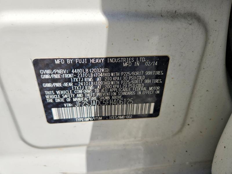 2015 Subaru Forester მანქანა იყიდება აუქციონზე, vin: JF2SJADC5FH406125, აუქციონის ნომერი: 52456776