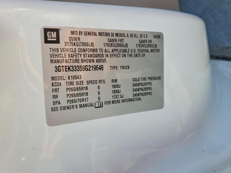 2009 Gmc Sierra მანქანა იყიდება აუქციონზე, vin: 3GTEK33359G219648, აუქციონის ნომერი: 53097946