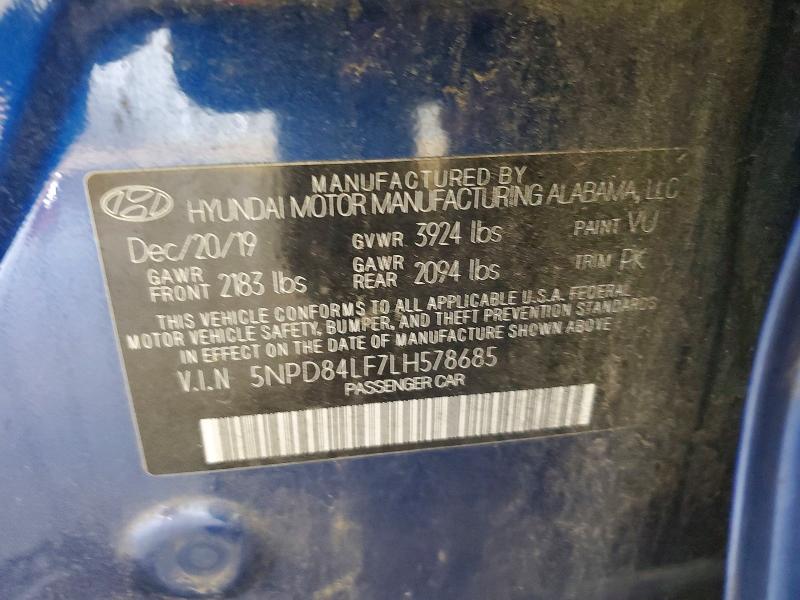 Aukcja sprzedaży 2020 Hyundai Elantra, vin: 5NPD84LF7LH578685, numer aukcji: 54018006