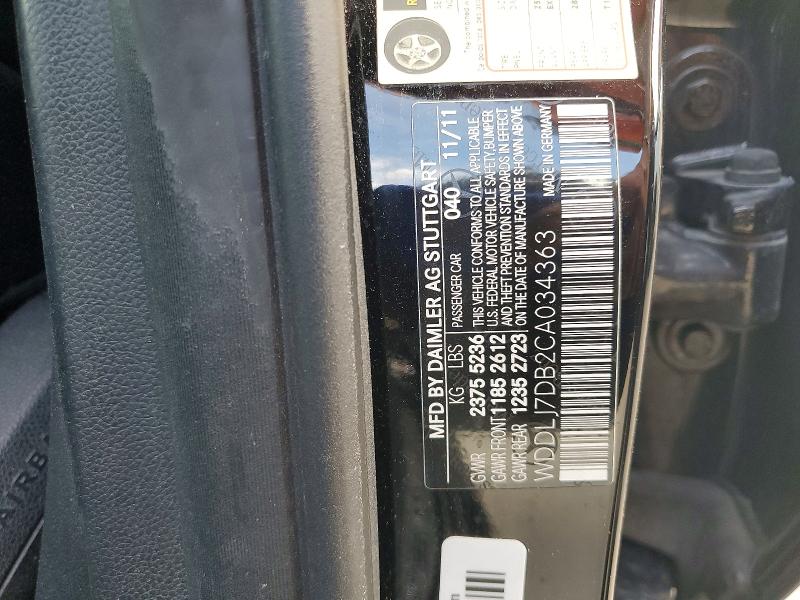 Продажа на аукционе авто 2012 Mercedes-benz Cls, vin: WDDLJ7DB2CA034363, номер лота: 54710866