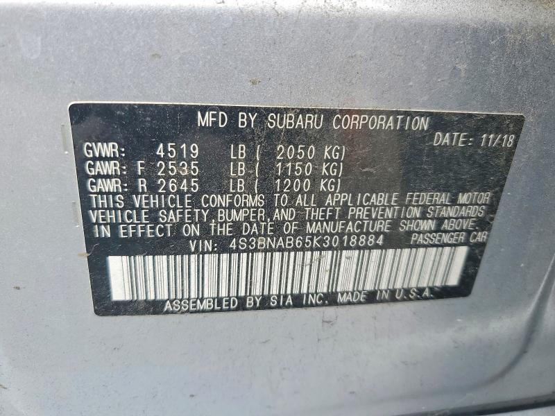 Продаж на аукціоні авто 2019 Subaru Legacy, vin: 4S3BNAB65K3018884, номер лоту: 55554516