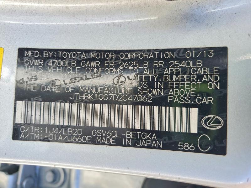 Продаж на аукціоні авто 2013 Lexus Es, vin: JTHBK1GG7D2047062, номер лоту: 52865156