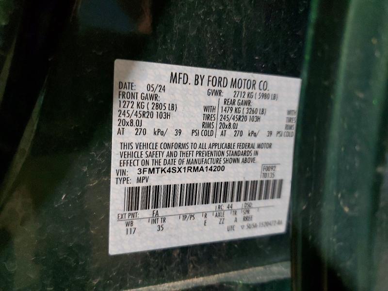 Auction sale of the 2024 Ford Mustang Mach-e, vin: 3FMTK4SX1RMA14200, lot number: 52861756