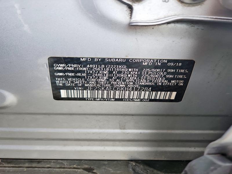Продаж на аукціоні авто 2019 Subaru Forester, vin: JF2SKAEC6KH417284, номер лоту: 52711886