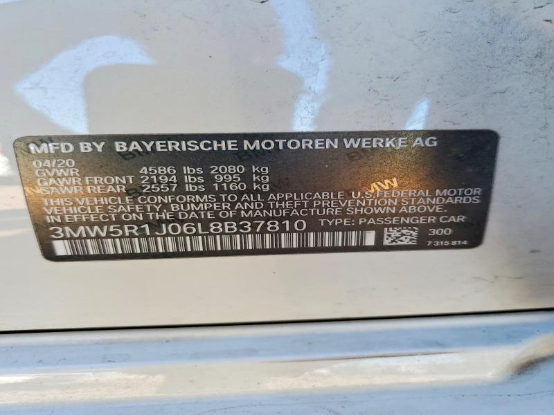 Продаж на аукціоні авто 2020 Bmw 330i, vin: 3MW5R1J06L8B37810, номер лоту: 53093716