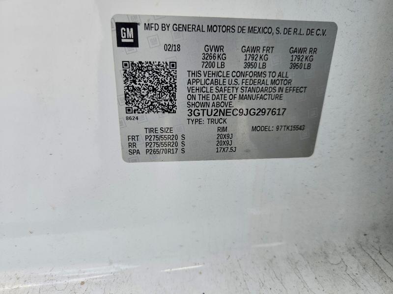 54712156 :رقم المزاد ، 3GTU2NEC9JG297617 vin ، 2018 Gmc Sierra مزاد بيع