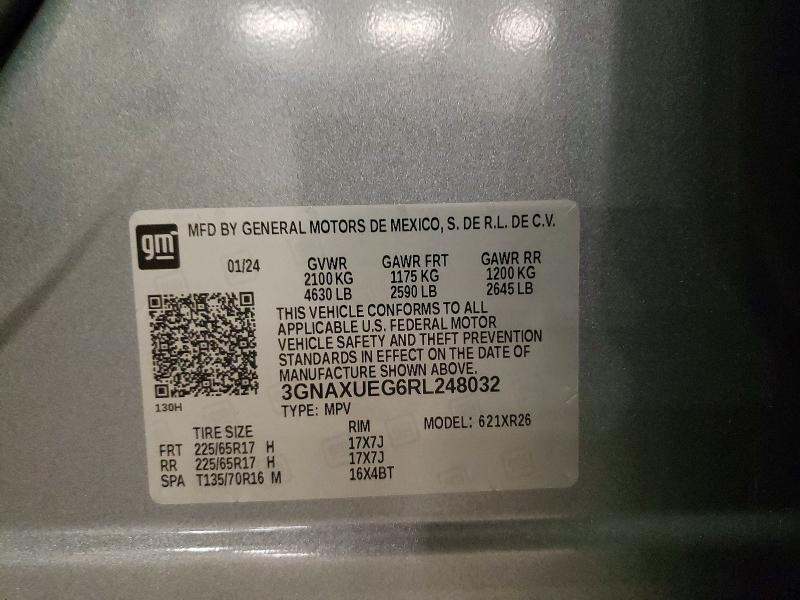 Aukcja sprzedaży 2024 Chevrolet Equinox, vin: 3GNAXUEG6RL248032, numer aukcji: 52192486