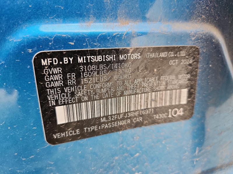 Aukcja sprzedaży 2024 Mitsubishi Mirage, vin: ML32FUFJ3RHF16971, numer aukcji: 52372856